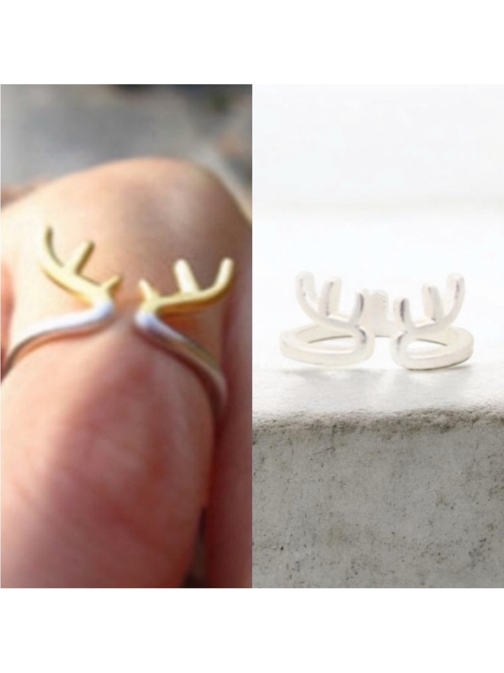 BOUTIQUE Silver Deer Antlers Ring Band